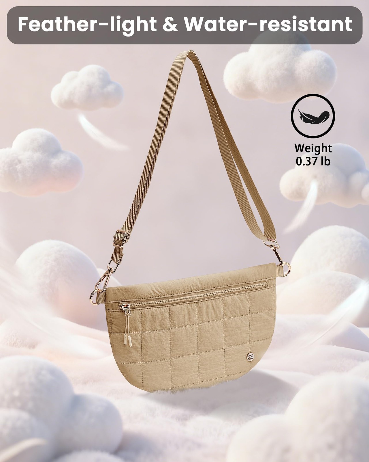 Quilted Crossbody Bags for Women – 11.8 x 0.6 x 7.8 inches, Mocha Brown