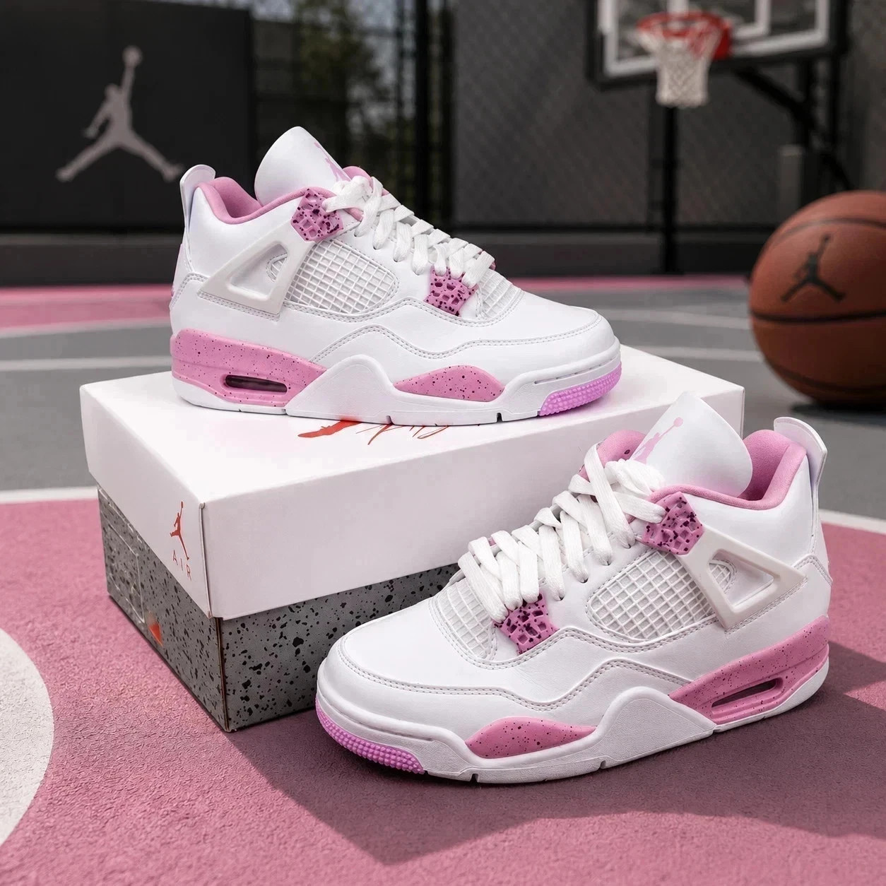 Women’s Jordan 4 Retro White Pink Oreo All Size US 5.5/7.5