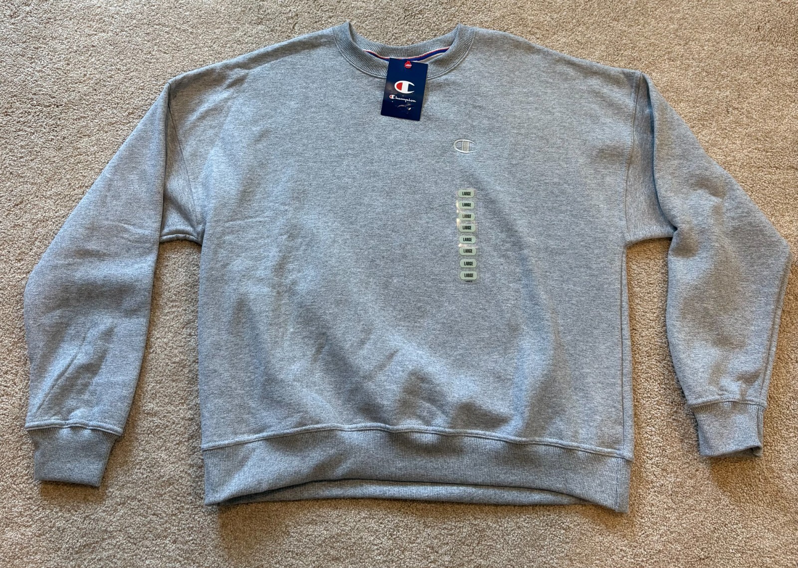 Champion Crewneck Sweatshirt, Oxford Gray, Sz L, NWT