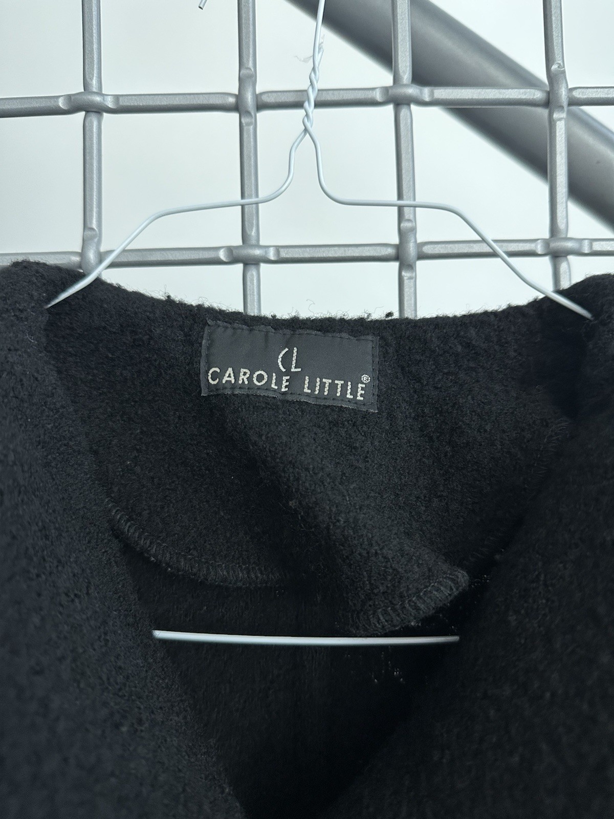 Carole Little Vintage 80s Black Button Wool Collared Flap Pocket Jacket Sz 10