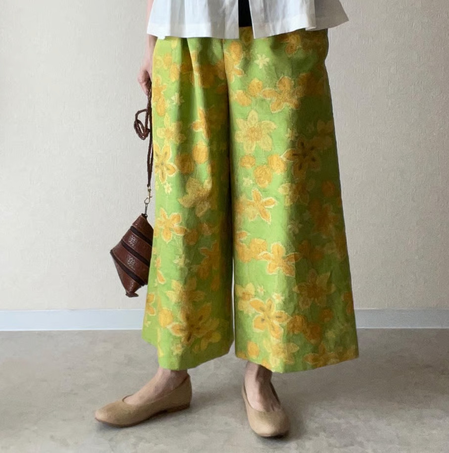 Tsumugi Kimono wide pants, Beautiful, 100% silk with lining