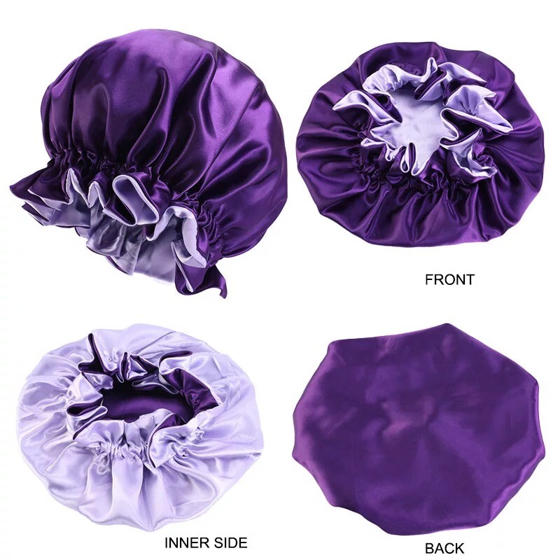 Large Satin bonnet for Curly Hair, Double Layer Reversible Silk Hair Sleep Cap