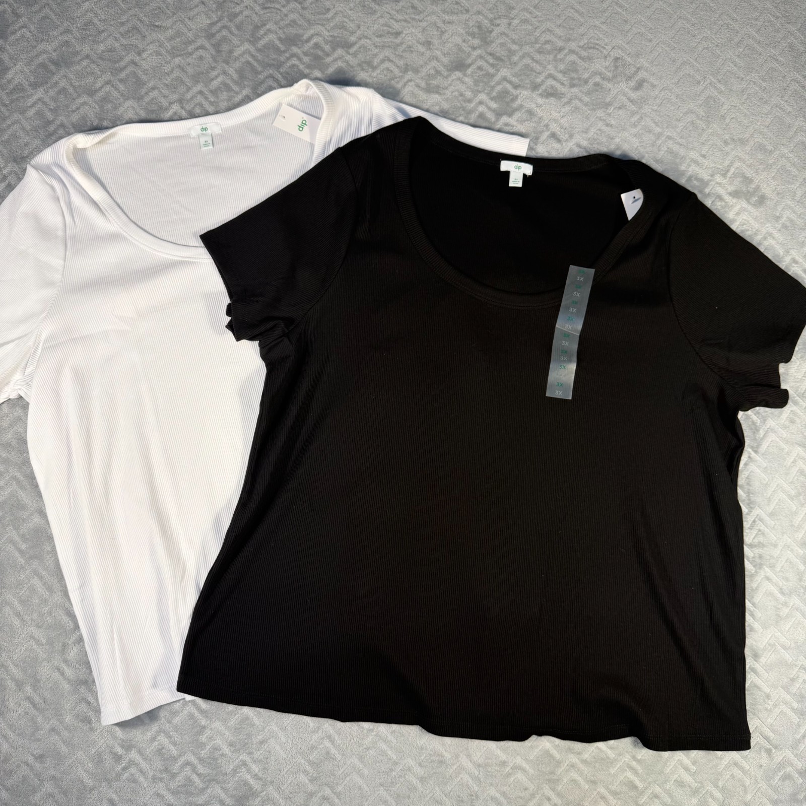 Dip Ribbed Scoop Neck Tee Women’s Plus Sz NWT Short Sleeve Stretch Cotton Modal