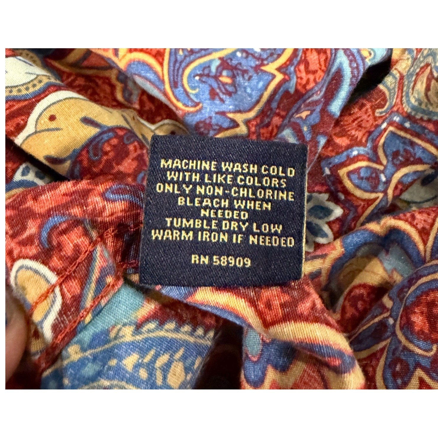 Cremieux Paisley Rodeo Button Up Shirt Womens M Blue Red Western Boho Stretch