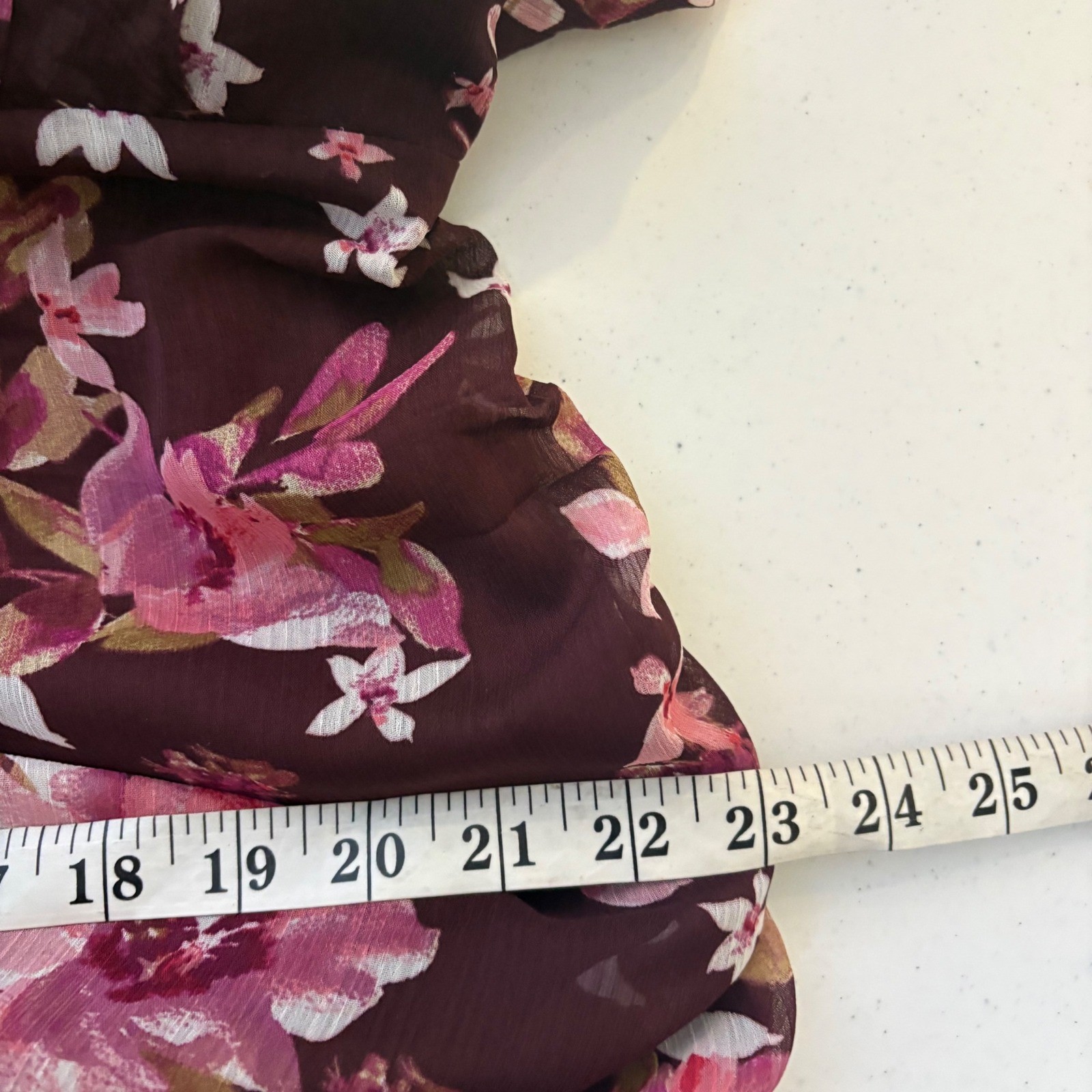 Express Womens Floral Ruched Chiffon Mini Dress XL Burgundy Pink Fairy Wedding