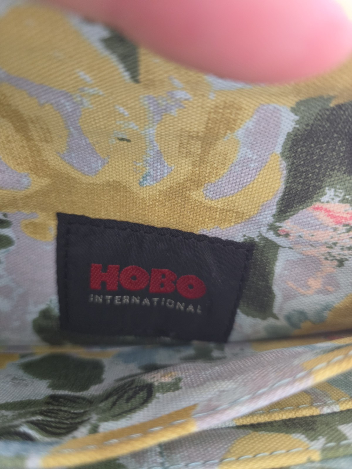 HOBO International Black Genuine Leather Kiss Lock Frame Clutch Wallet Floral