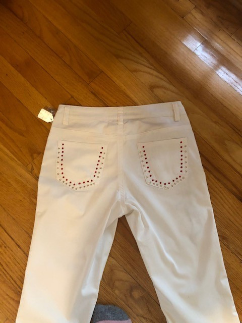 Size 4 wide leg Boston Proper White Crop Jeans Embroidered with stone accents