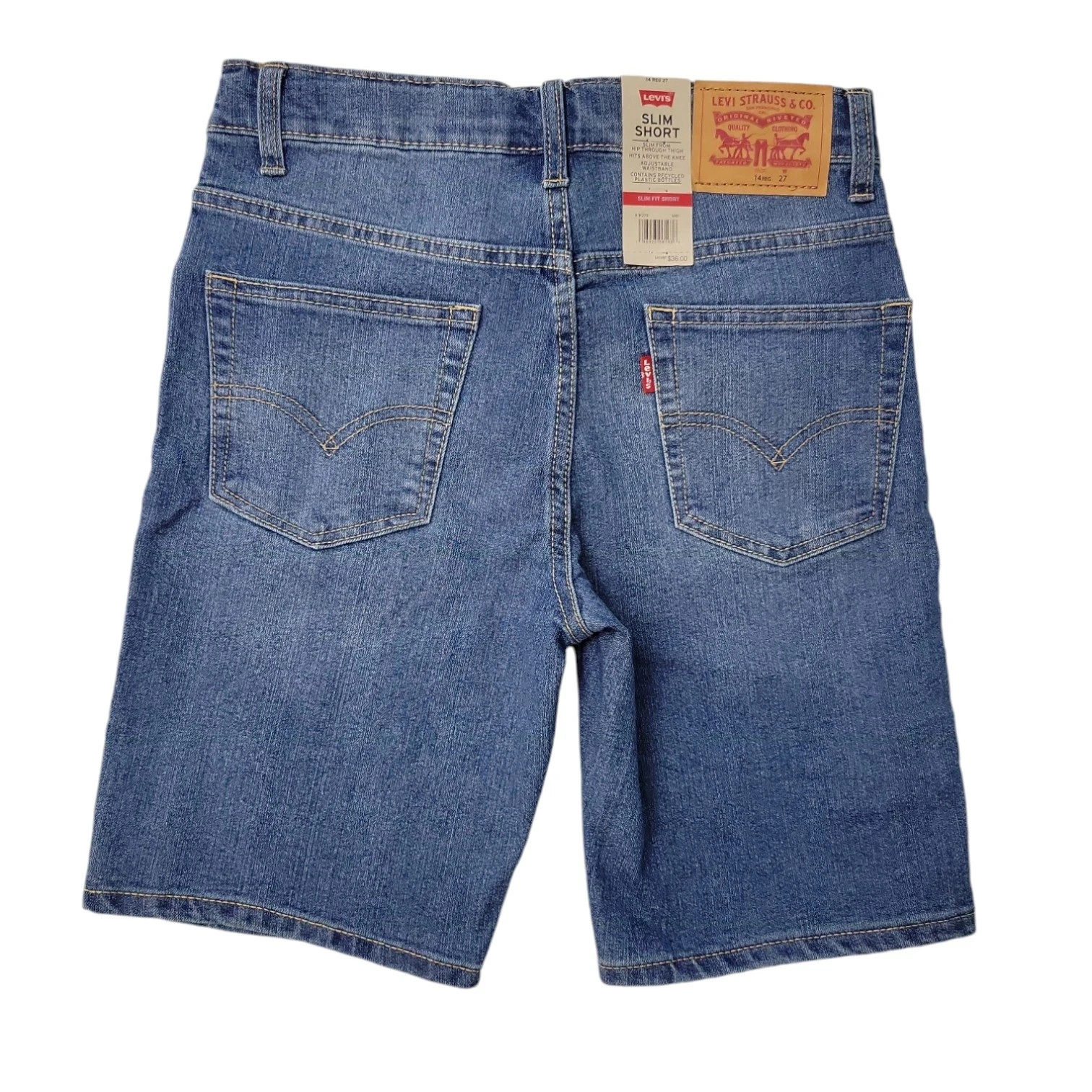 Levi’s Boys Zip Fly Button Belt Loops Adjustable Waistband Short SZ 14 Reg 27