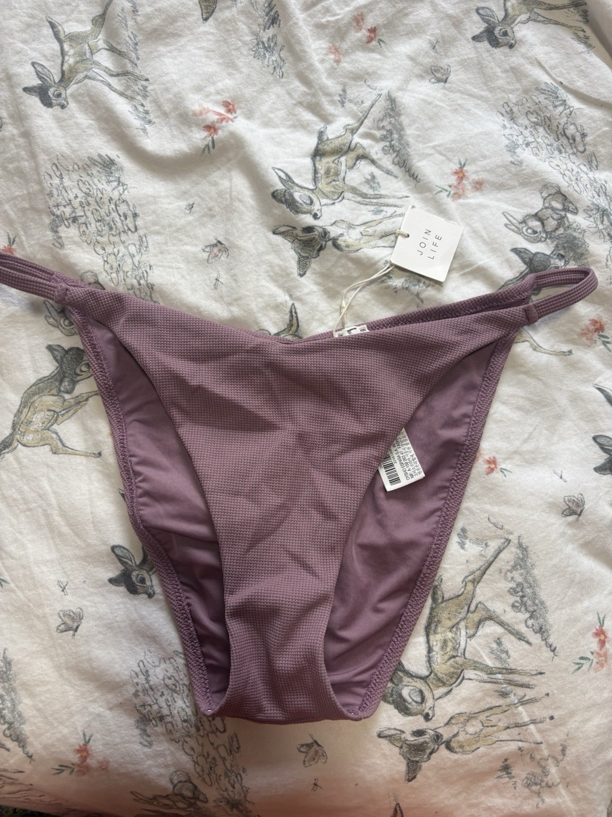 NEW WITH TAGS Oysho Join Life Bikini Bottoms dusky purple ribbed fabric Size M