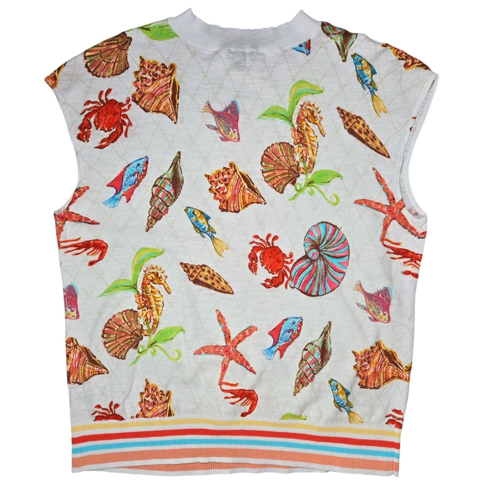 Talbots Petite Cap Sleeve Pullover Underwater World LP Cotton Sea Life Coastal