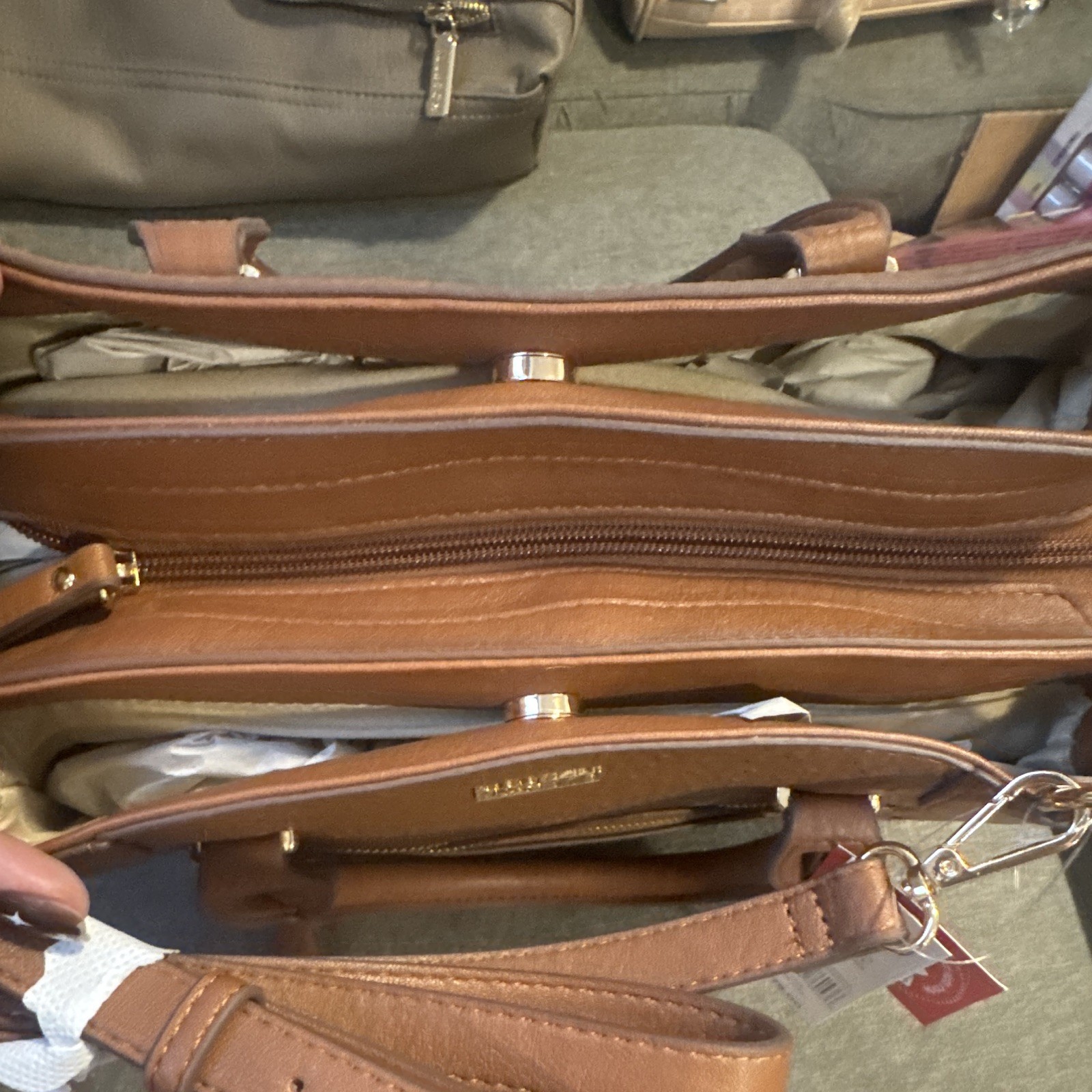 Rosetti Medium Brown Satchel/Top Handle Bag Zip Gold Hardware Detachable Strap