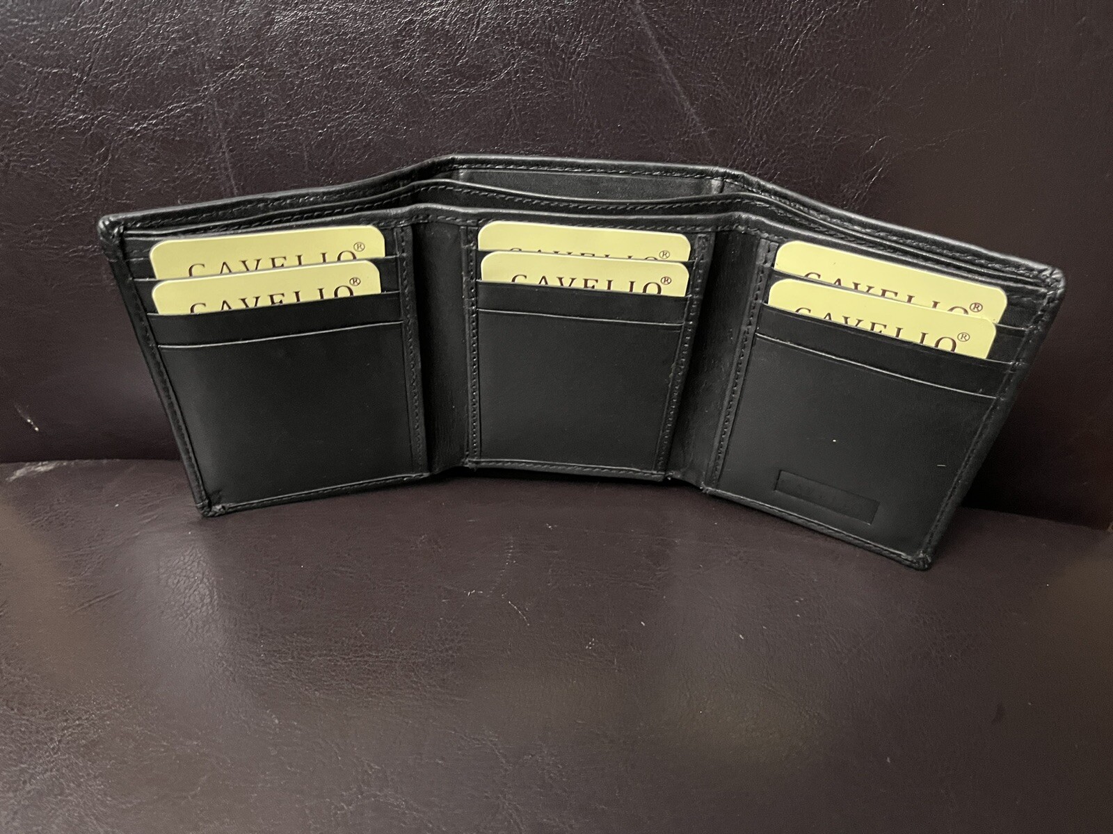 Cavelio Trifold Men’s Premium Leather Wallet Black or Brown