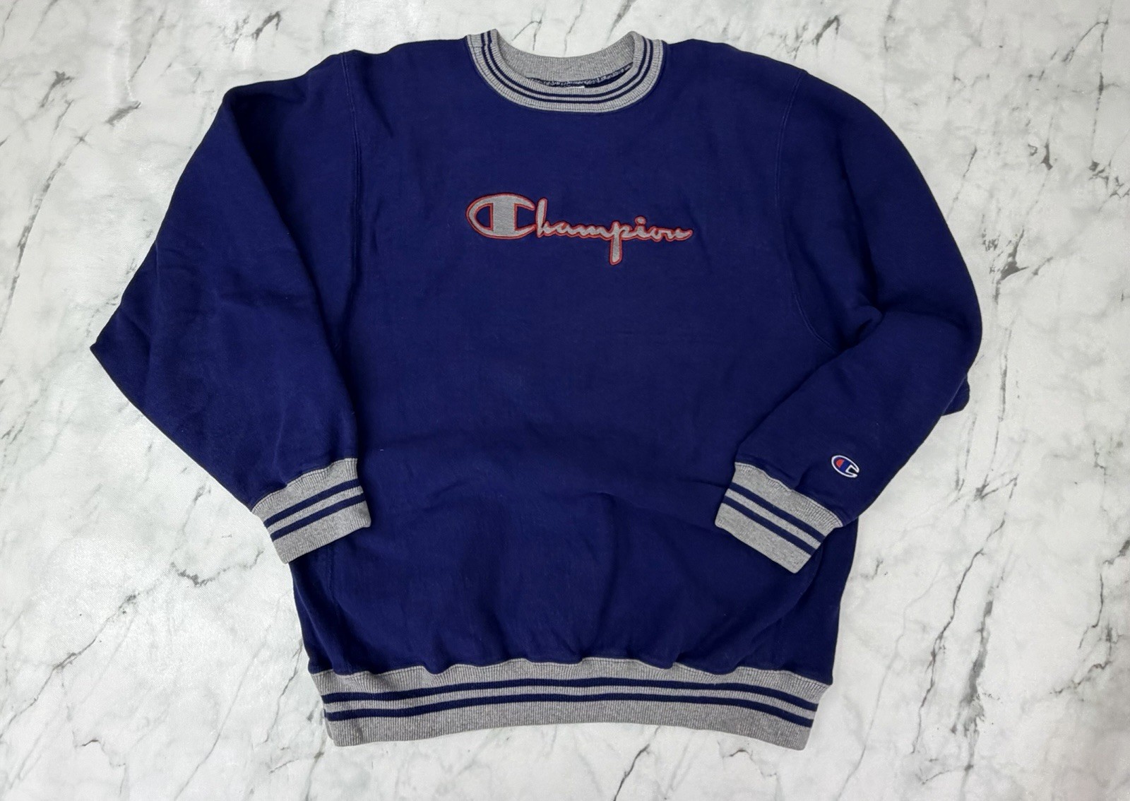 Vintage Champion Reverse Weave Sweatshirt Mens XL Blue Grey Crewneck USA 90s