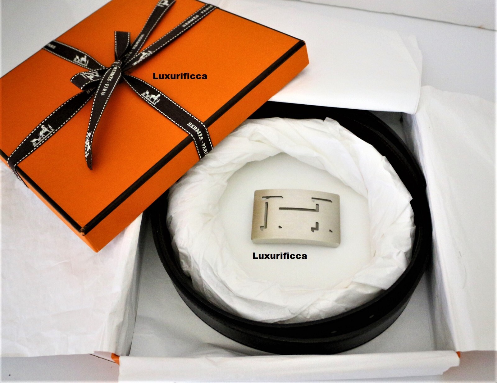 3 DAYS SALES AUTH. MEN HERMES 3D 32MM/105CM Men LEATHER Belt Silver Buckle