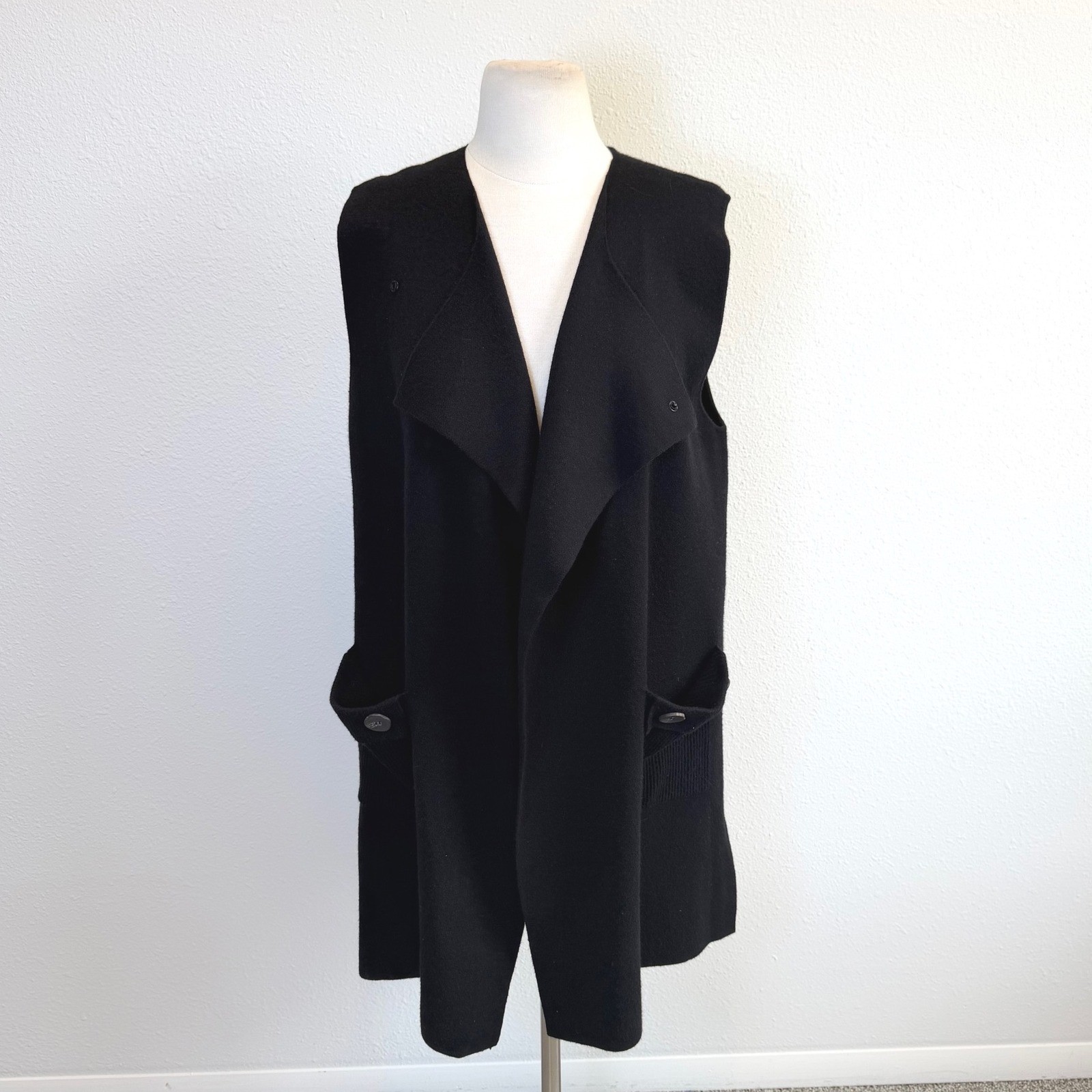 Kerisma Black Angora Blend Sleeveless Slouchy Cardigan Sz Small Lagenlook