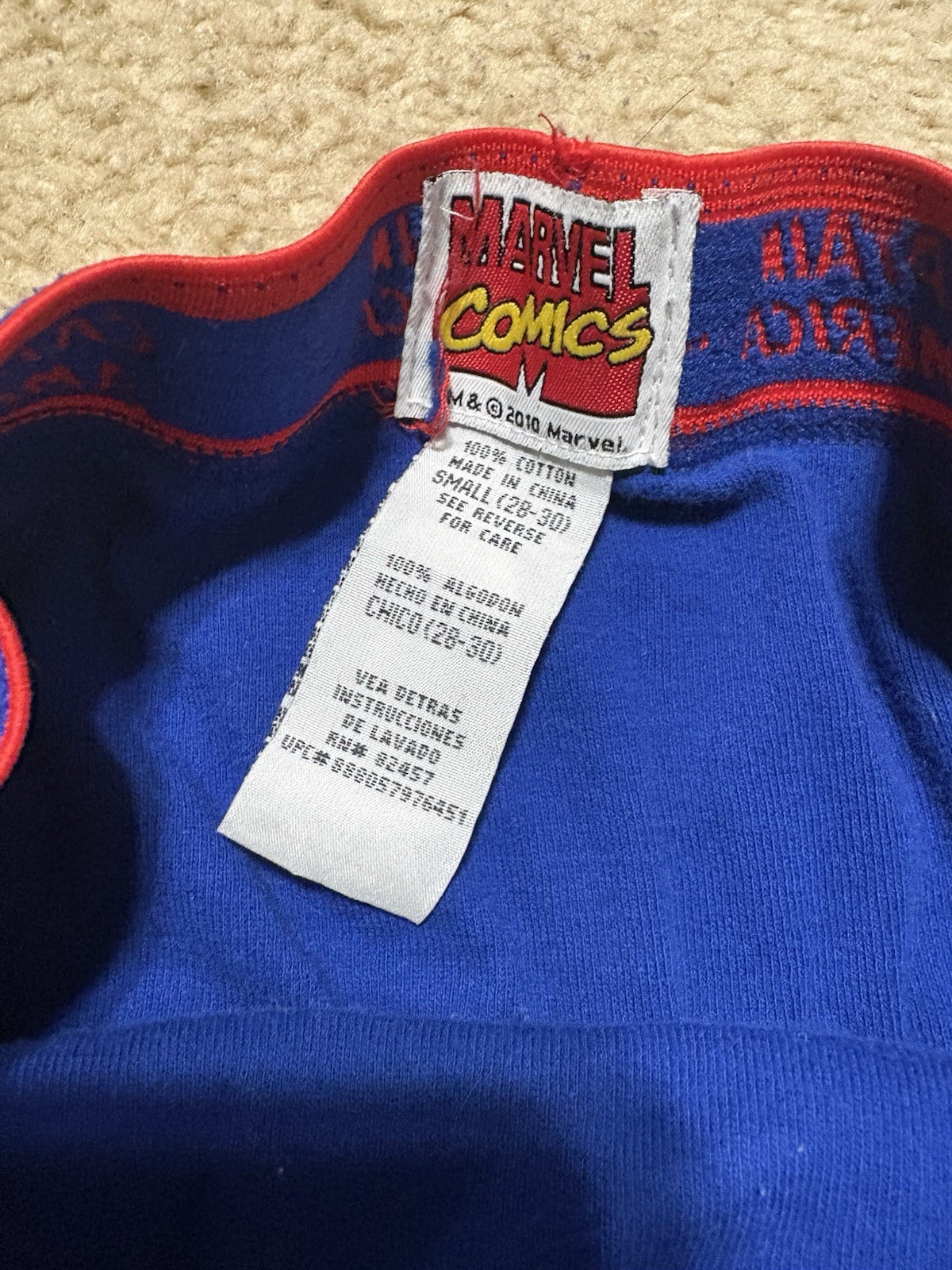 Vintage Marvel Comics Captain America Boxer Briefs S Blue Cotton Jersey Logo