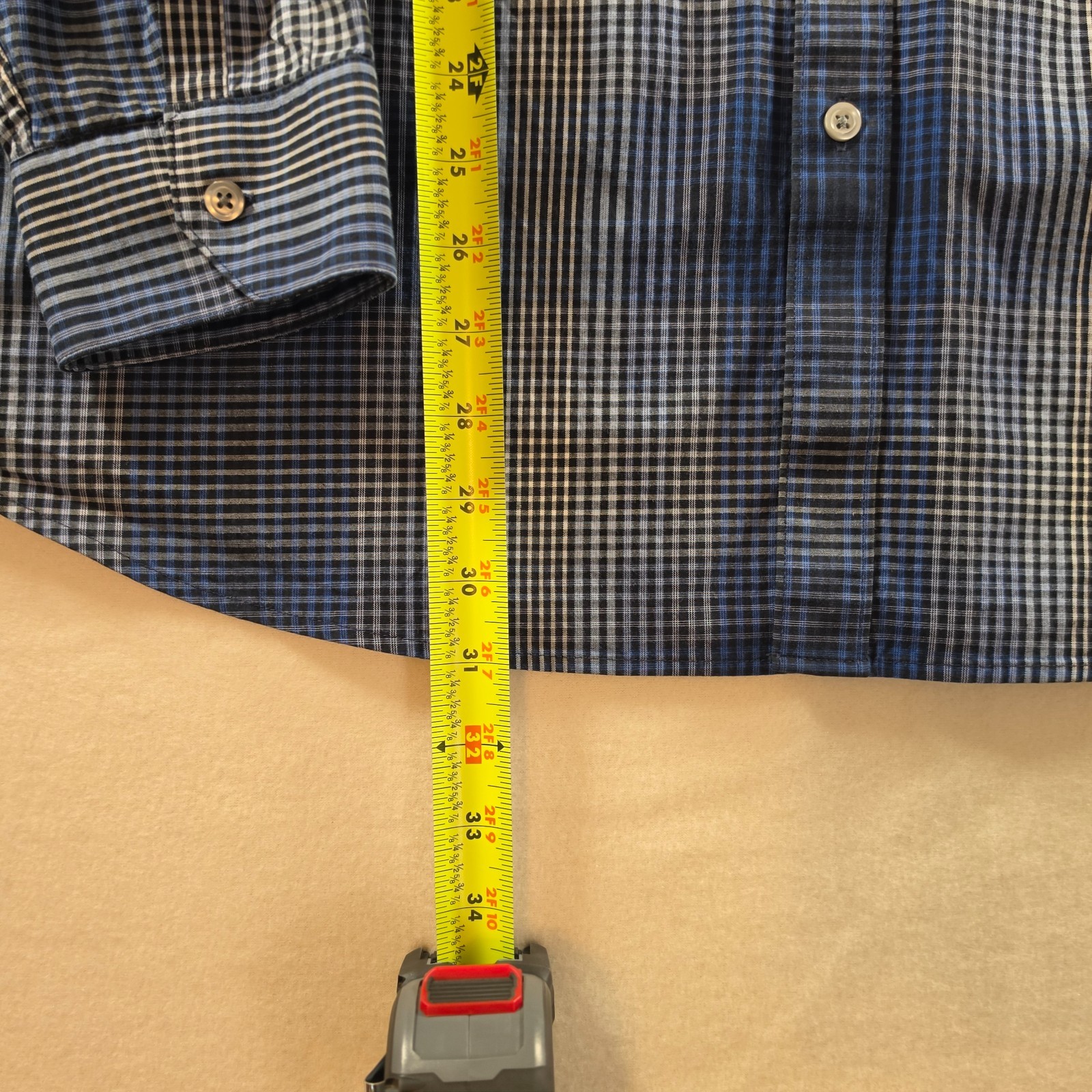 Apt 9 Men’s Long Sleeve Button Up Dress Shirt XXL Slim Blue Plaid