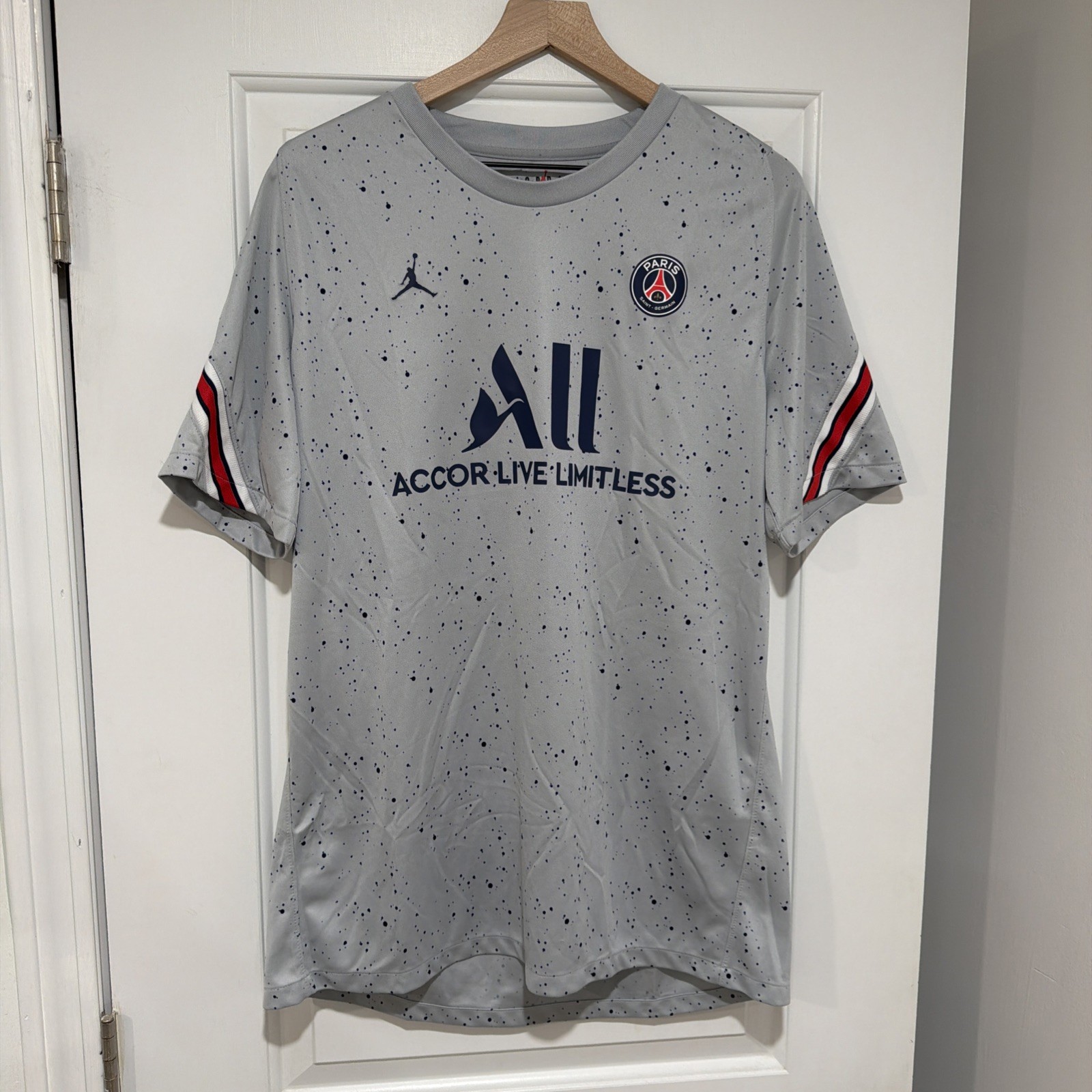 JORDAN PARIS SAINT GERMAIN Shirt Mens XL Gray 21/22 Strike Visit Rwanda PSG