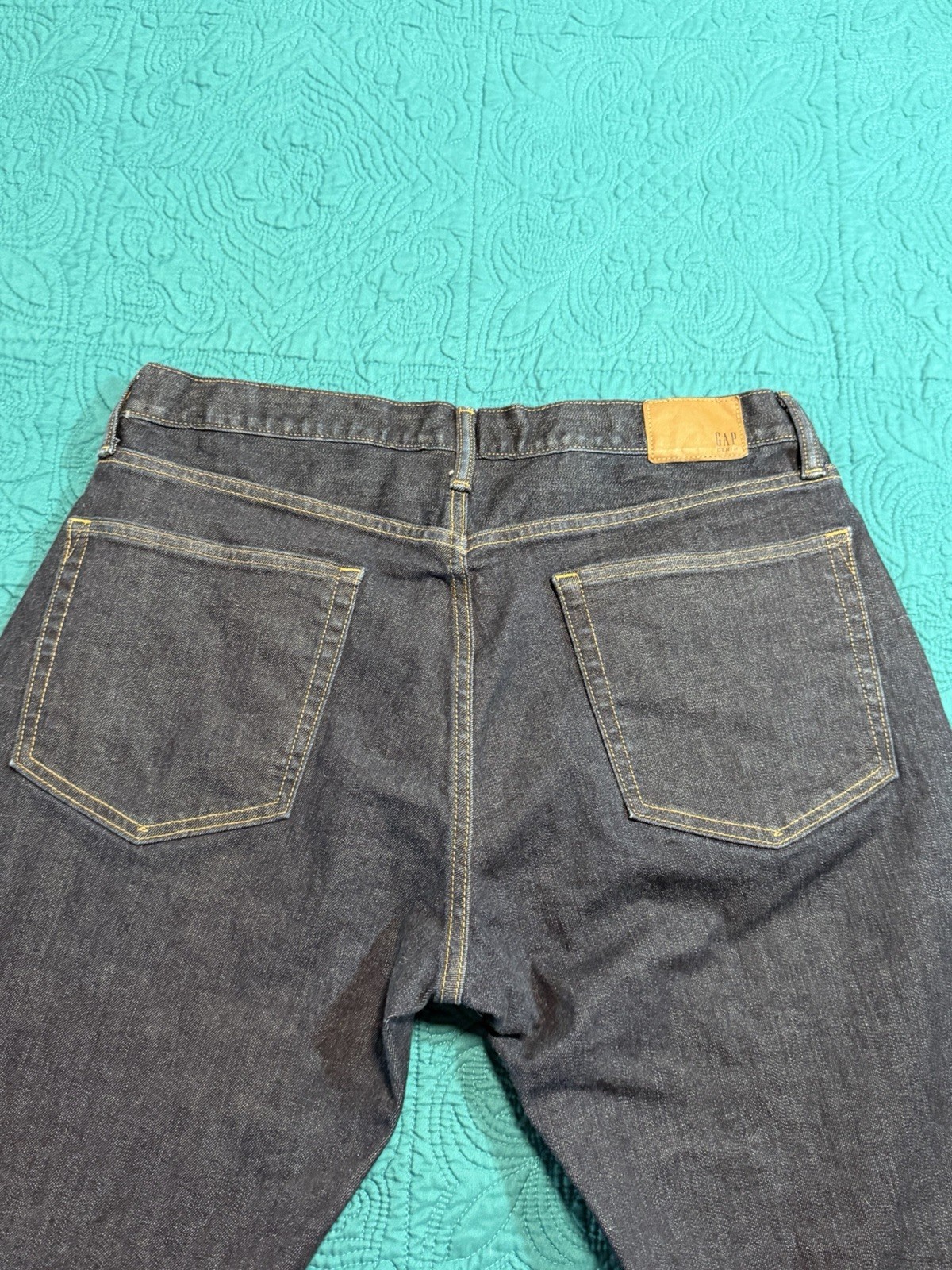 GAP Denim Athletic Jeans Men 34×36 Dark Wash Straight Leg Stretch Blue