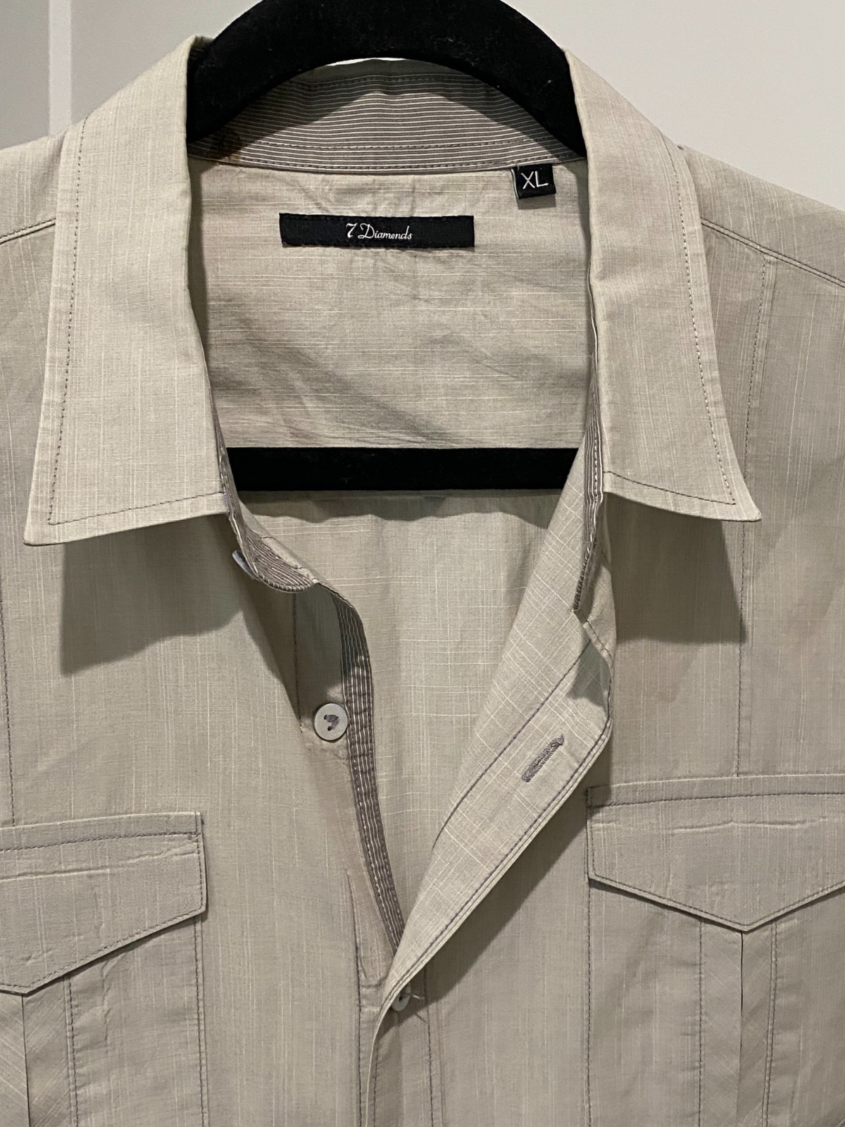 7 Diamonds (XLG) Military Style Utility Short Slv. Button Up Shirt – EUC !
