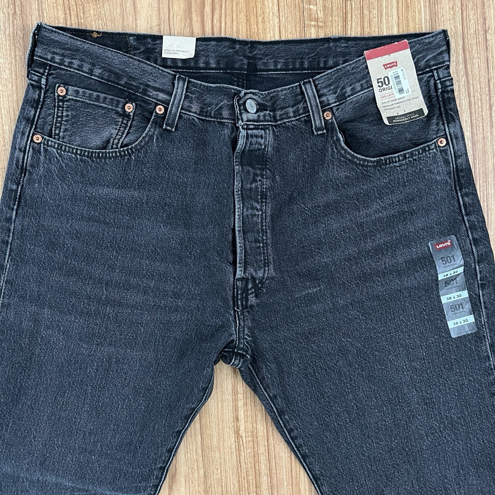 Levi’s 501 Men’s Jeans Filbert Nights Black 38×30 New With Tags