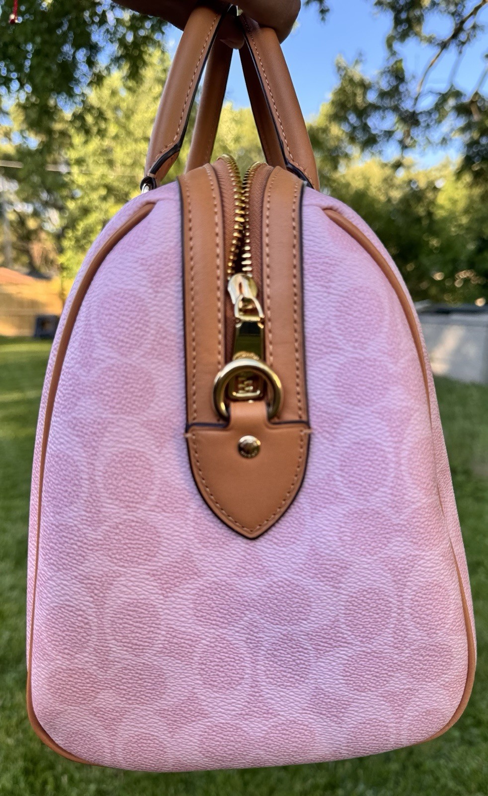 USED* Coach Rowan Large Satchel Bag In Signature in Powder Pink