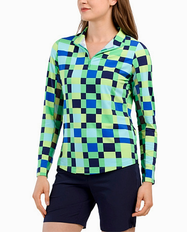 IBKUL Golf Tennis 1/4 Zip Pullover Shirt XS S M L Blue Green Long Sleeve Y1
