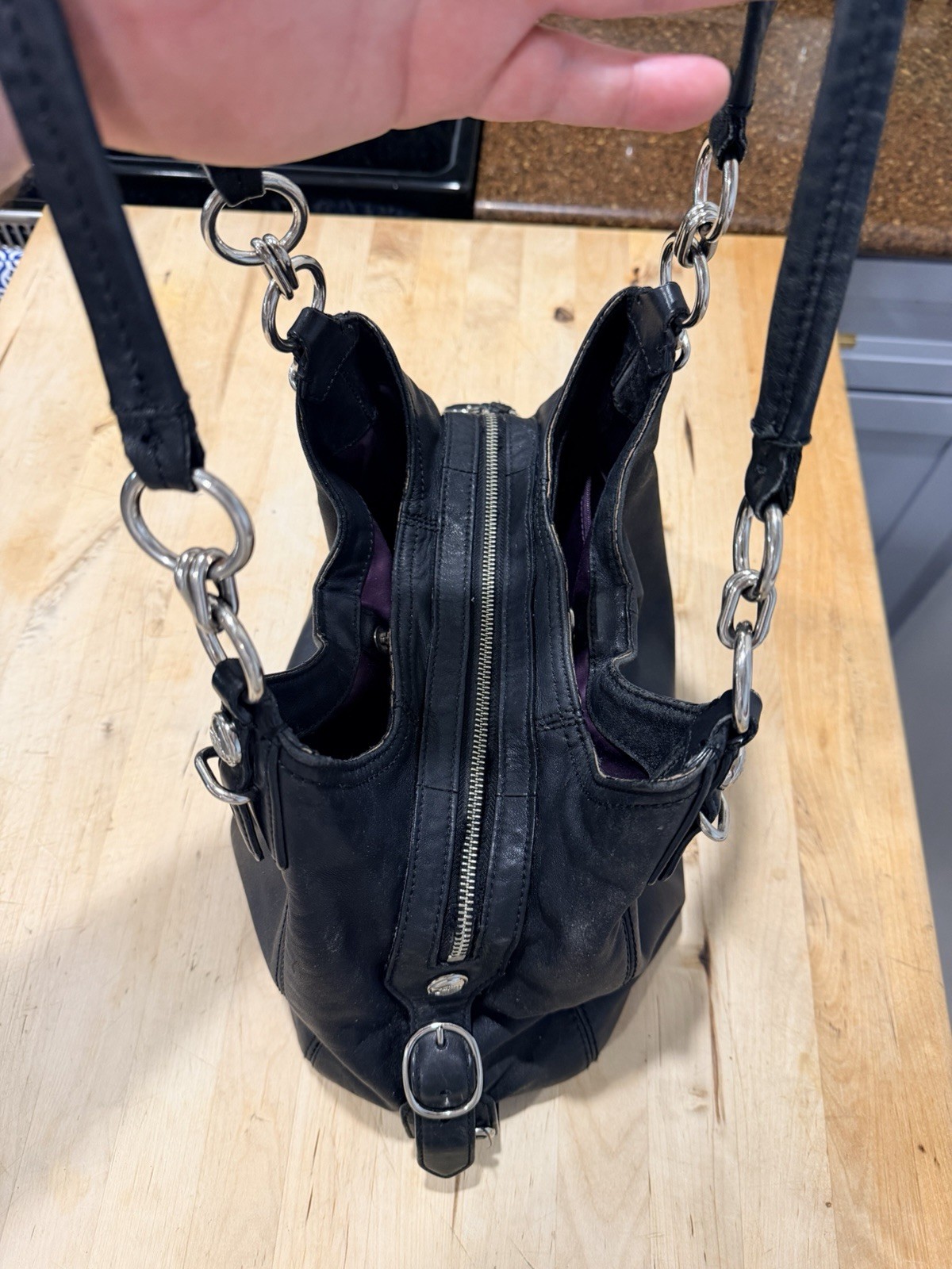 Vintage COACH Madison Mia Maggie Black Leather Shoulder Hobo Bag Large 15742