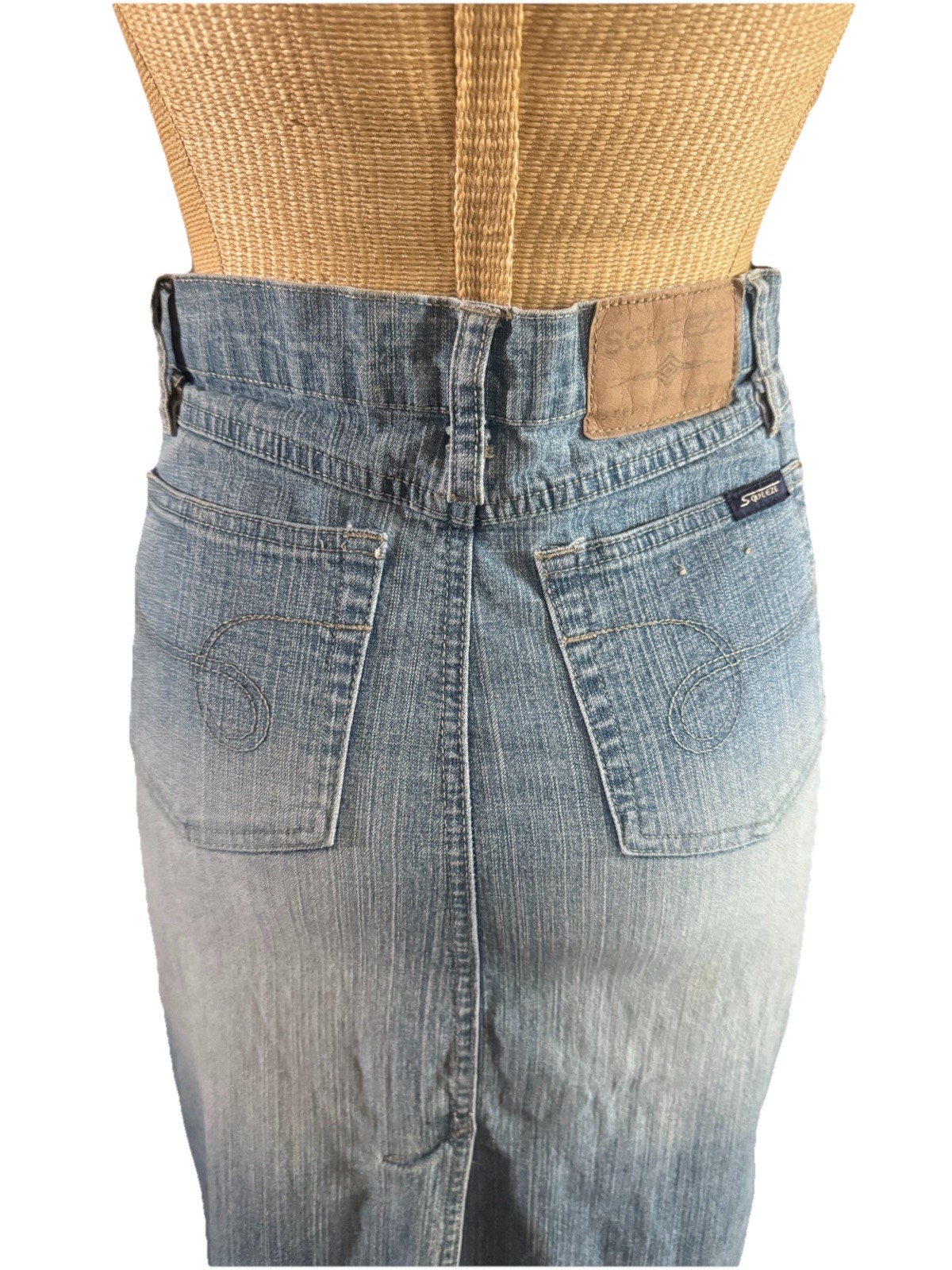 Vintage Squeeze Skirt Sz 3 / 4 Denim A Line Knee Length Stephen Hardy Y2K Light