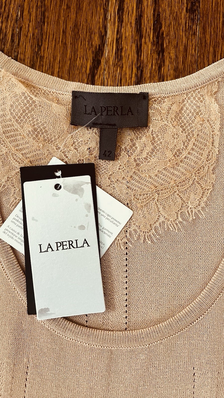 NWT La Perla Vanda Camel Tan Fine Knit Minimalist Tank Top sz US 6 / IT 42 New