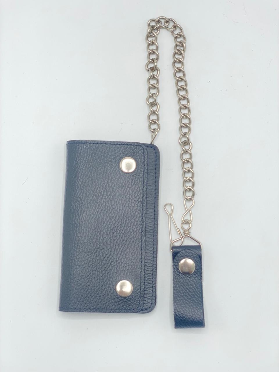 Men’s Genuine Leather Motorcycle Chain Wallet with Belt Loop Hook