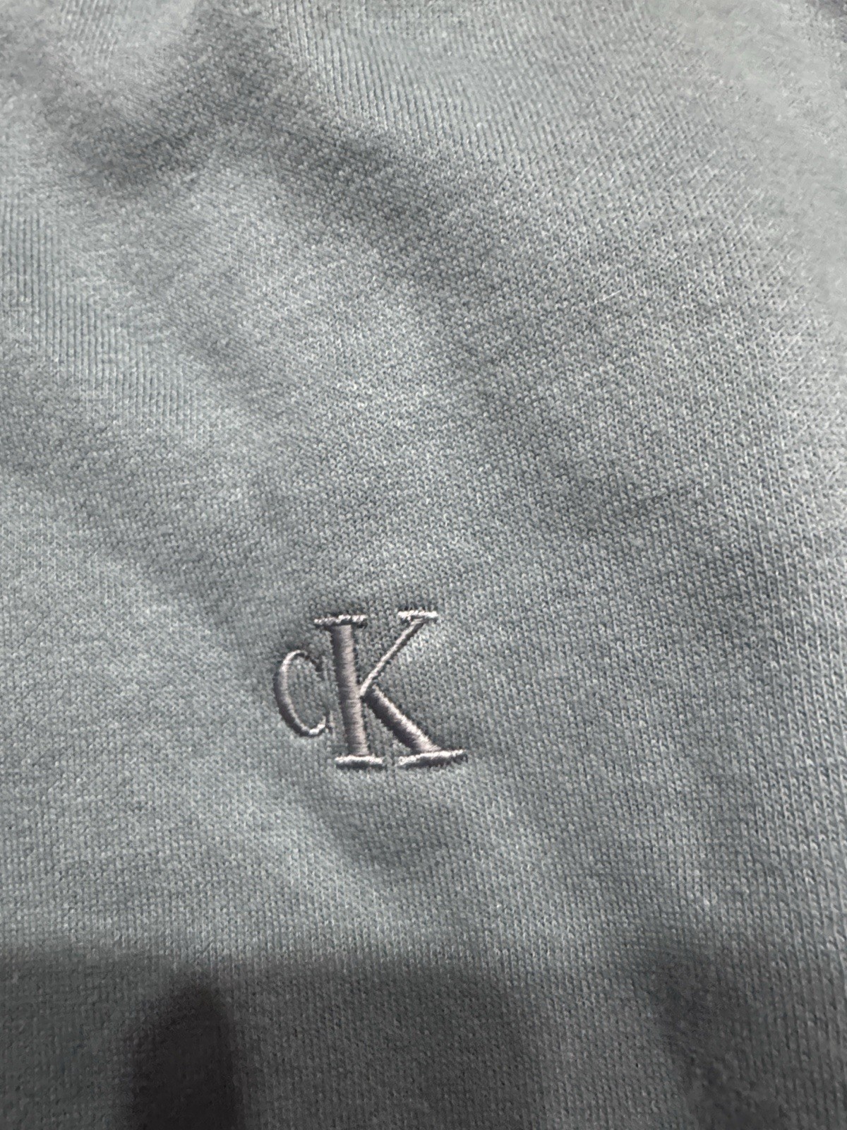 Calvin Klein Men’s Sleeveless Pullover Hoodie Blue Knit Cotton Logo Pockets L
