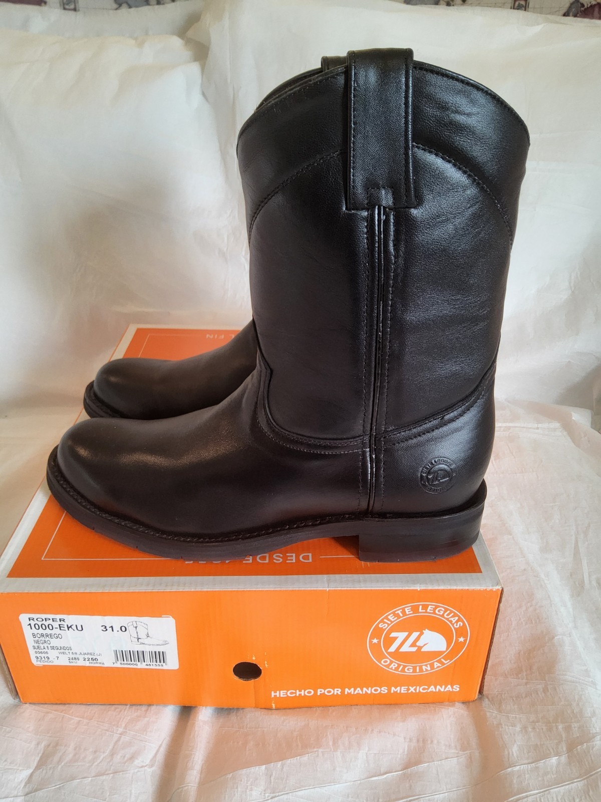 Size 13 EE – USED 7L Siete Leguas Roper Black (31 MEX)
