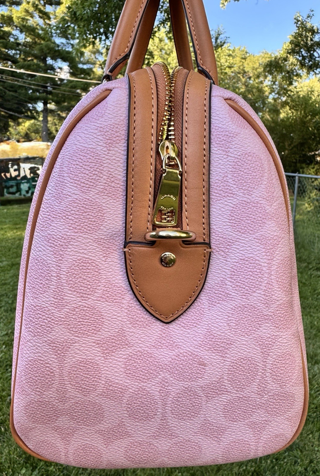 USED* Coach Rowan Large Satchel Bag In Signature in Powder Pink