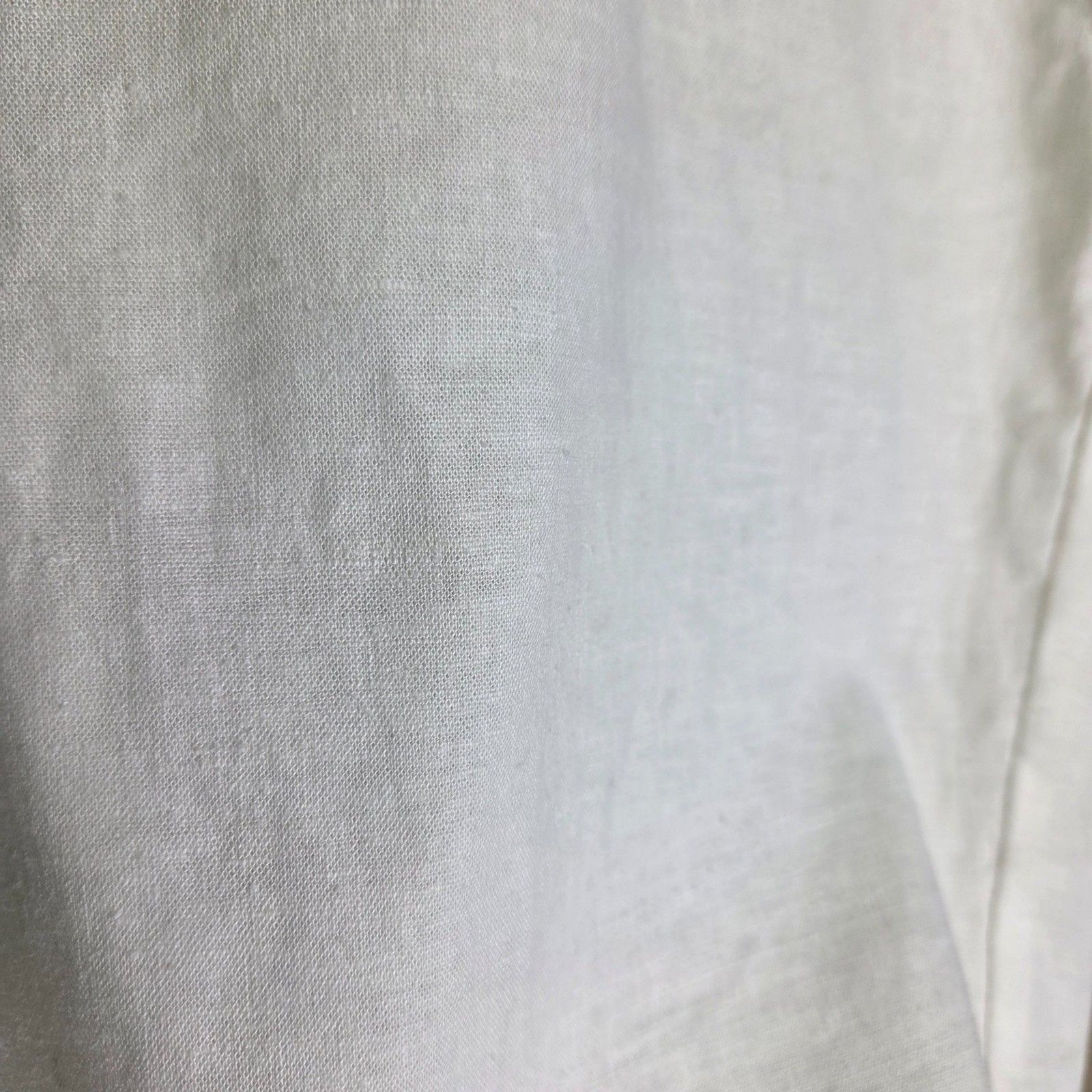 Vince White Linen Blend Popover Blouse Cap Sleeve Split Neck Top Large