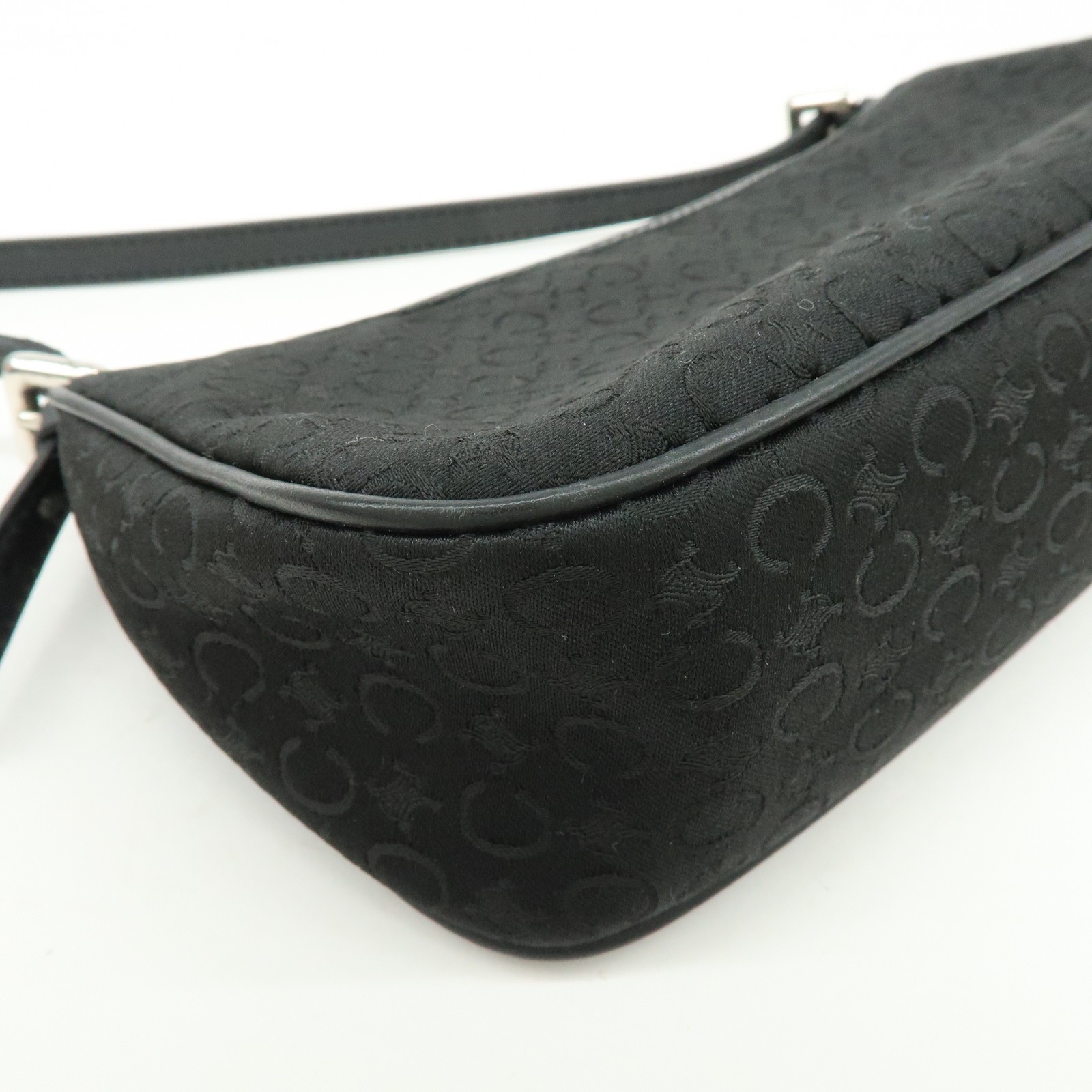 CELINE C Macadam Leather Shoulder Hand Bag Accessory Pouch Black Auth Used F/S