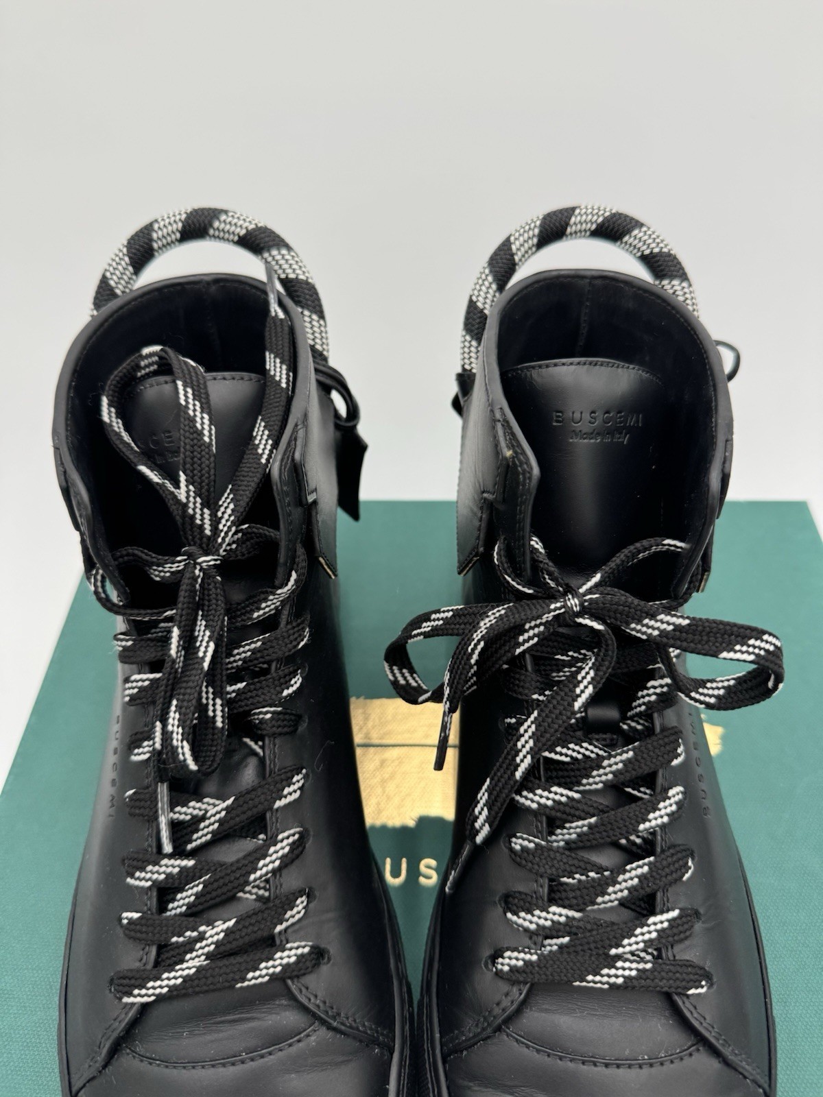 Buscemi 125MM Corda Black Leather Sneaker- Size 42 US 9