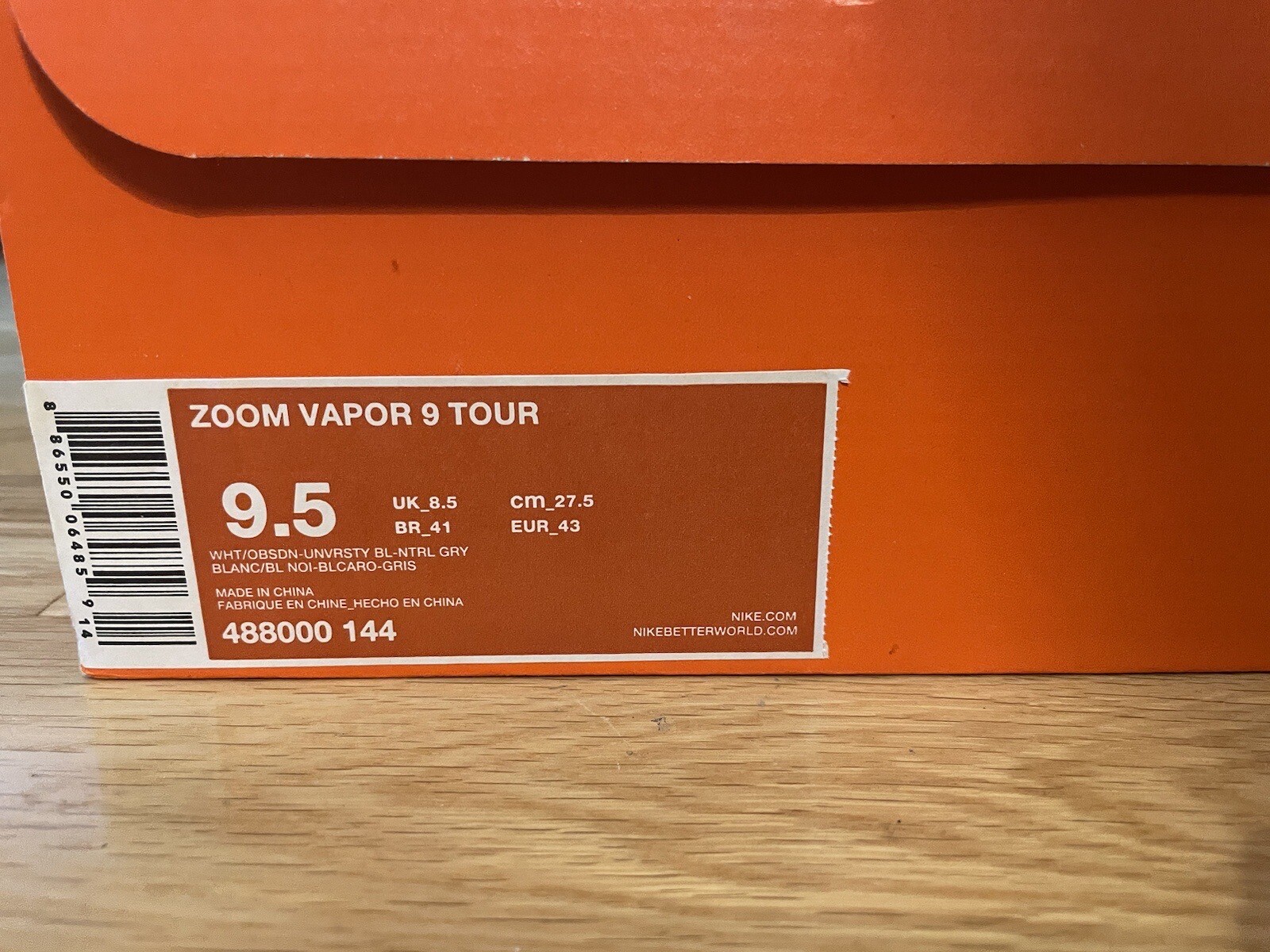 Nike Air Zoom Vapor 9 Tour, Federer Cincinnati 2012, Size 9.5, New with box