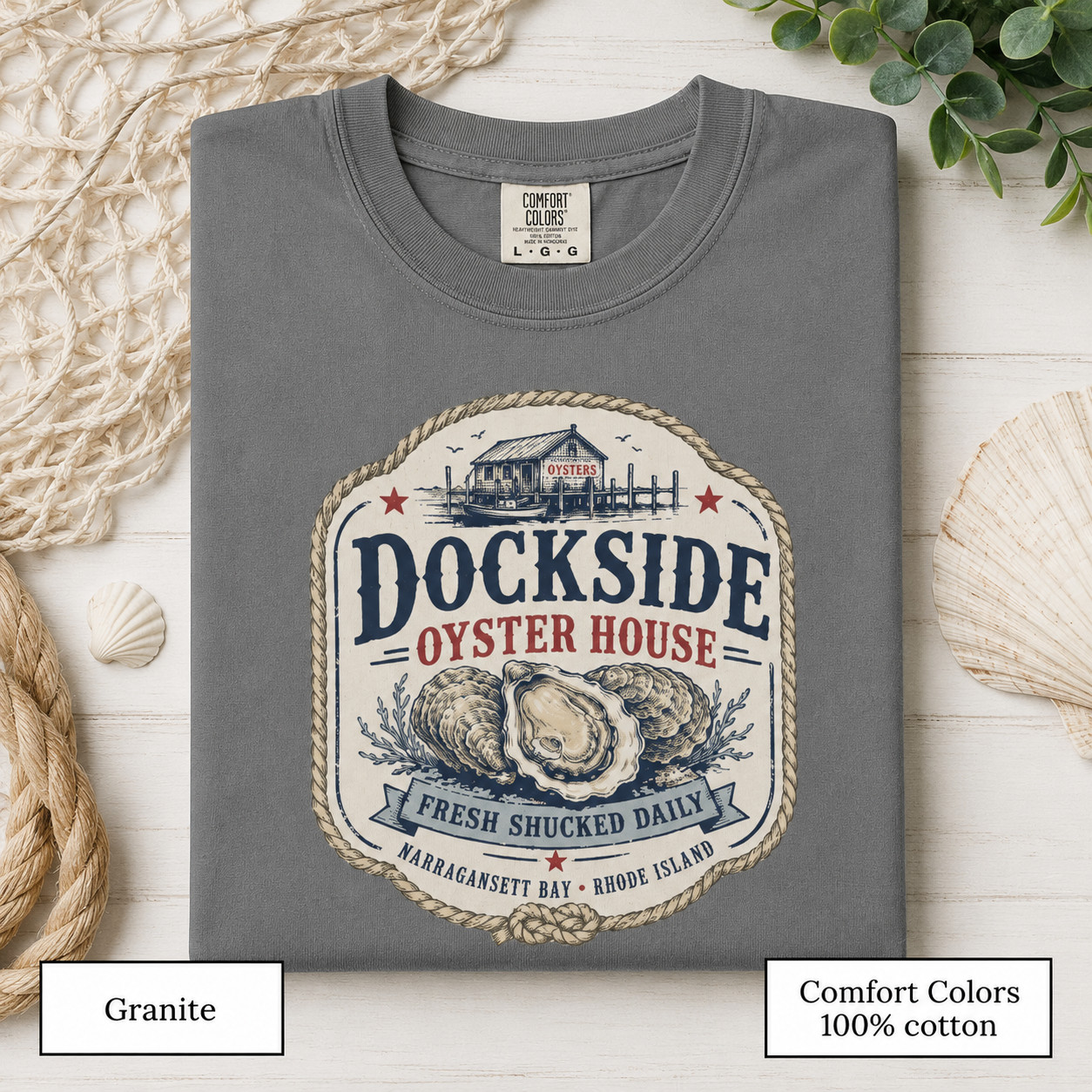 Dockside Oyster House Shirt, Coastal Comfort Colors Rhode Island Tee