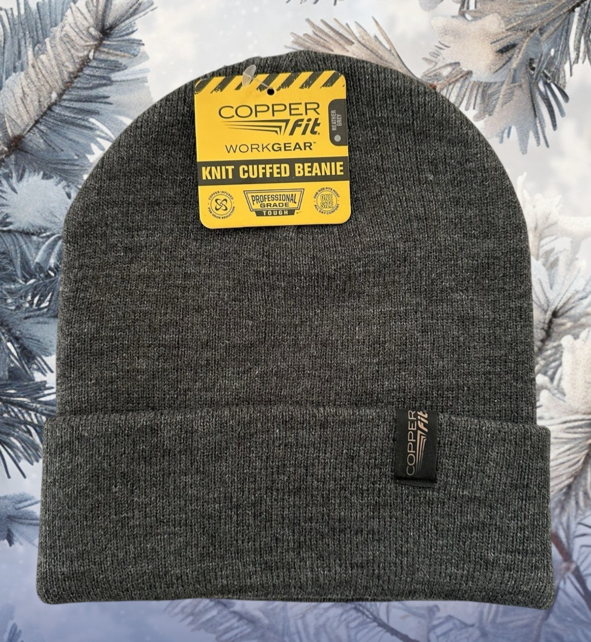 Copper Fit Work Gear Knit Cuffed Beanie SockHat Adult Heather Gray Pro Grade NEW