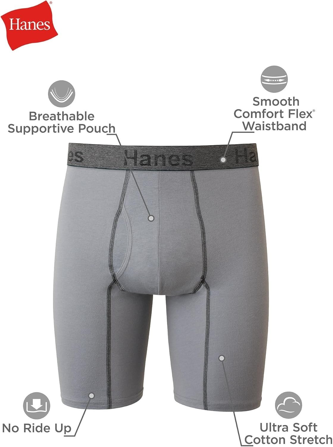 Hanes Mens 3 Pack Comfort Flex Fit Stretch Brief Small Gray Blue