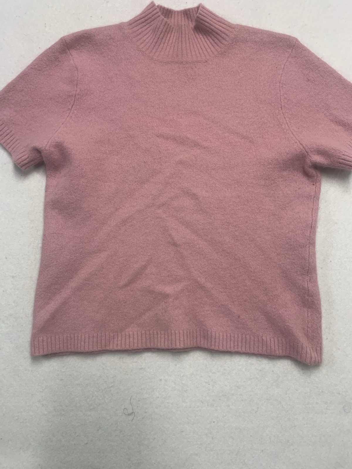 Style Co Collection Petite Womens L Pink Angora Rabbit Hair Mock Neck Sweater