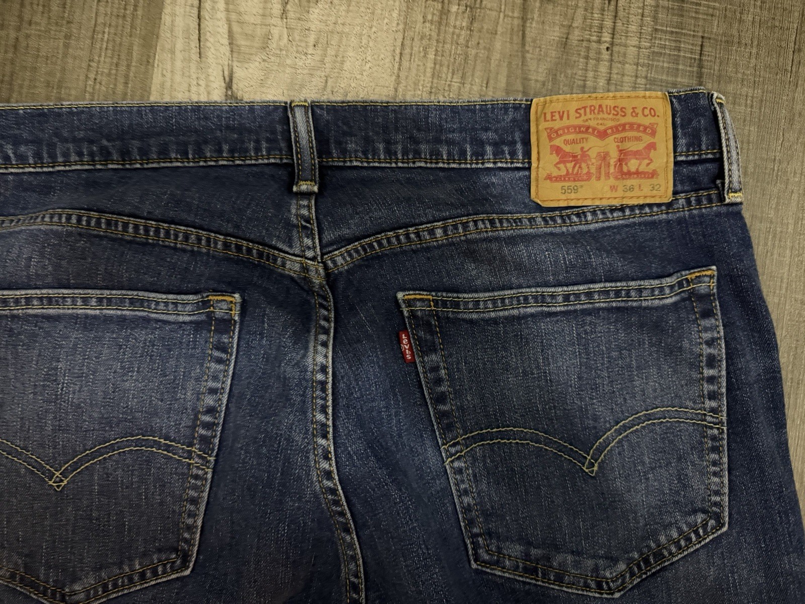 Levi’s 559 Straight Jeans Men Blue Dark Wash Denim Cotton Stretch