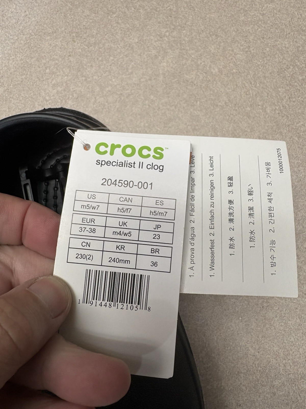 Crocs at Work Specialist II Unisex Slip Resistant Clog Work Shoes, Black M-5,W-7