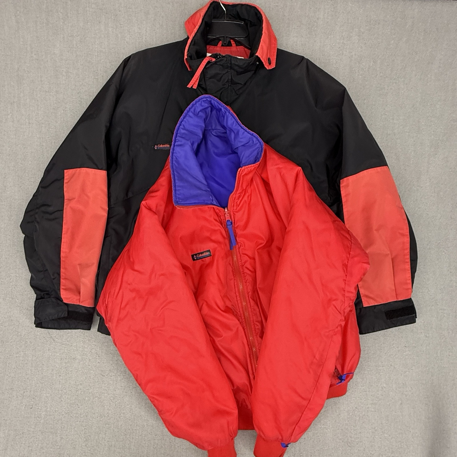 90s Columbia Jacket Men L Black Radial Sleeve 3-in-1 Reversible Ski Switcheroo