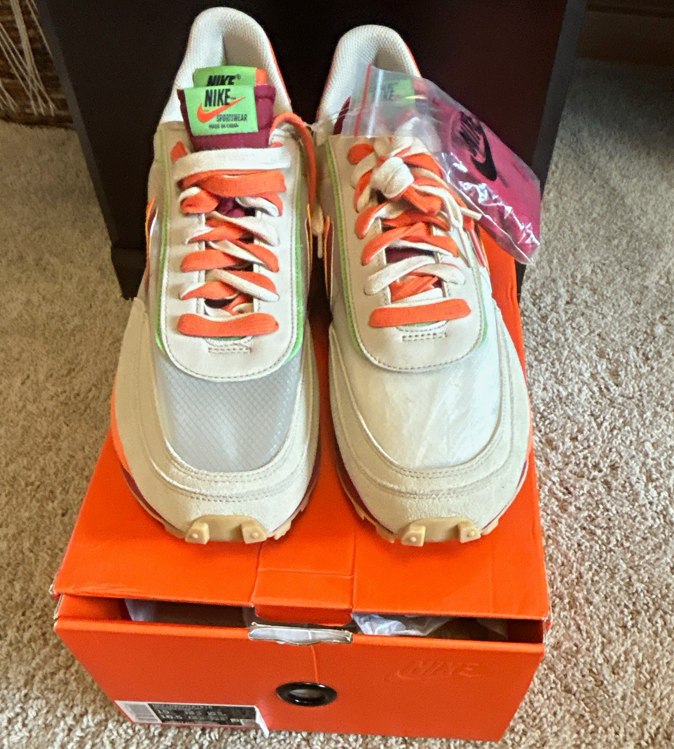 Nike LDWaffle Beige/Orange Low Top Lace-Up Athletic Sneaker DH1347-300