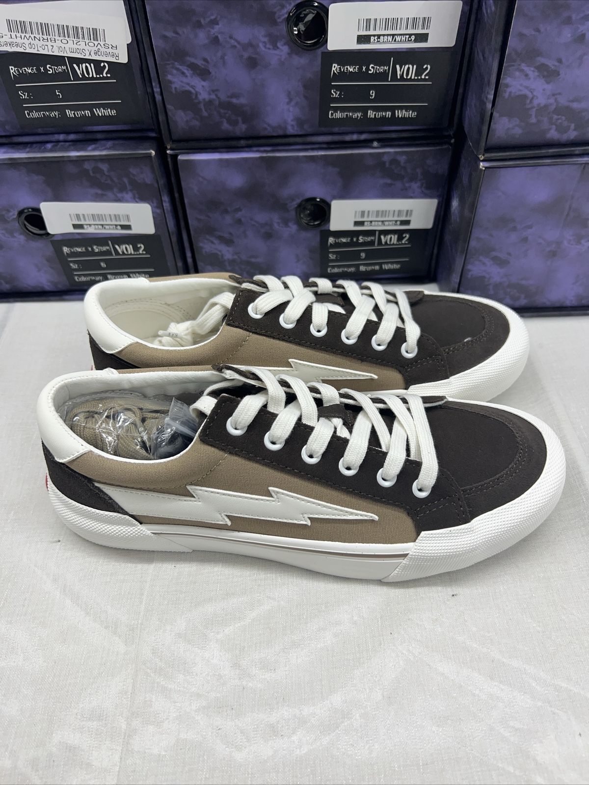 NEW! Revenge X Storm Vol. 2 Lo-Top Brown/White Sneakers – Unisex – NIB