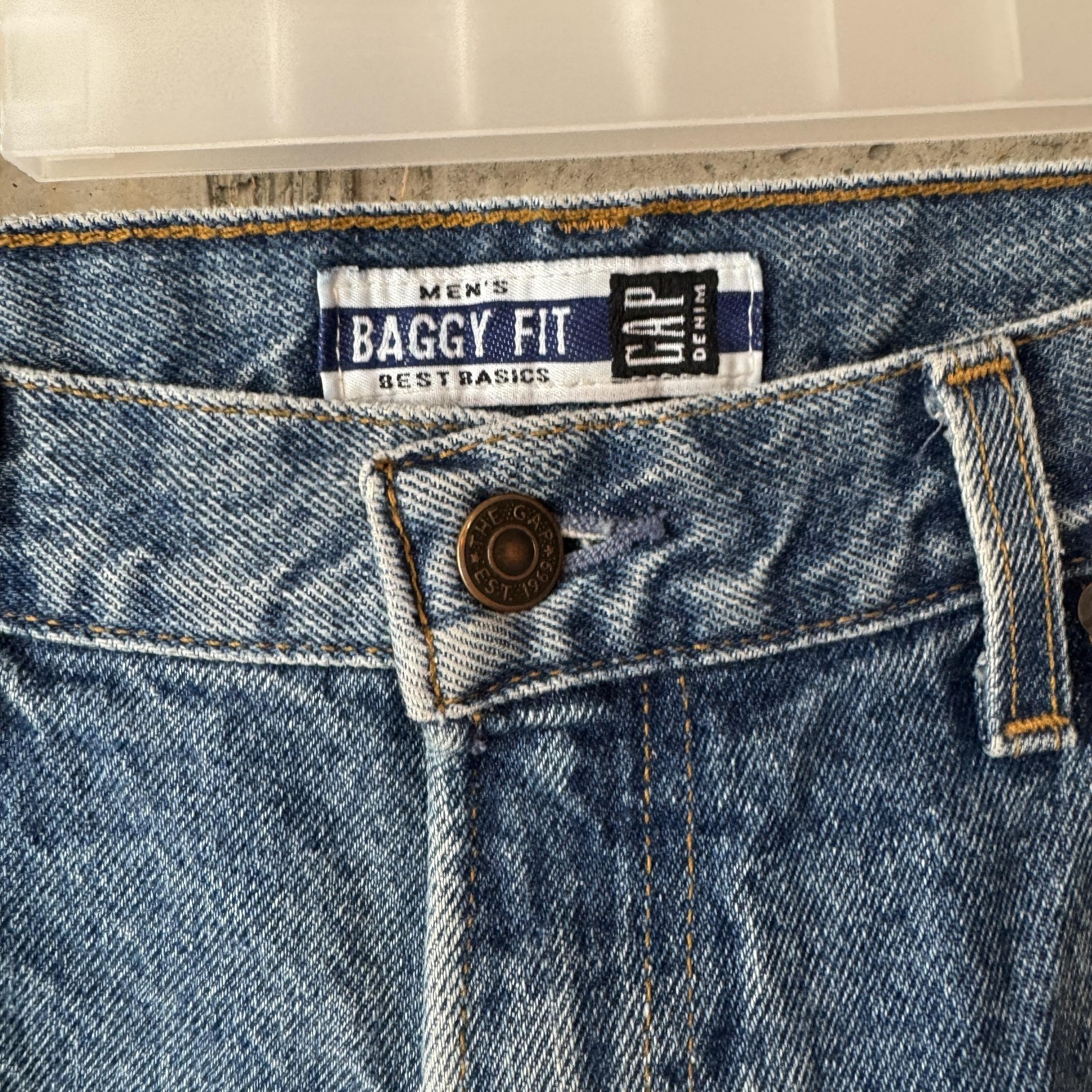 Vintage Gap Jeans Mens 36×32 Blue Denim Baggy Fit High Rise Tapered 90s USA