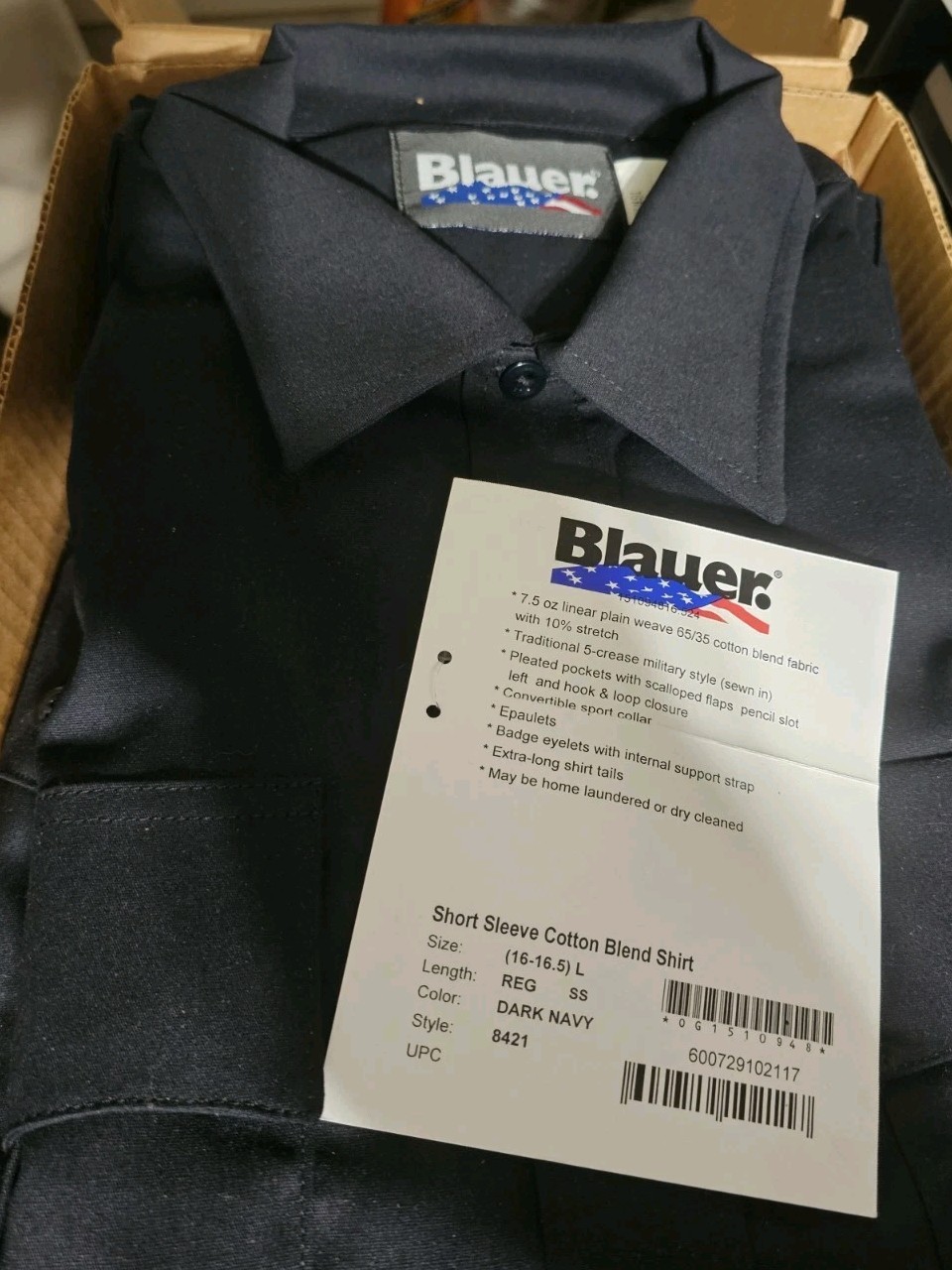 Mens Blauer 8421 SS Mens large Navy Blue Uniform Shirts
