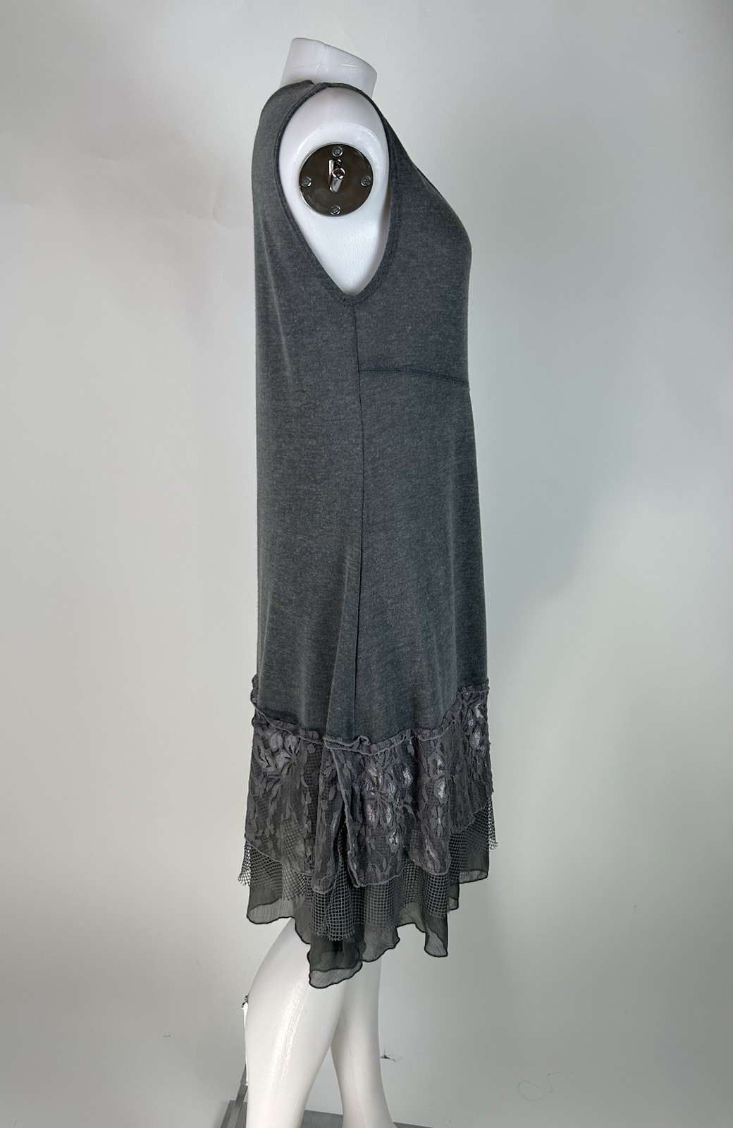Pretty Angel Size Large Gray Linen Cotton Sleeveless Tank Dress Ruffle Fairy